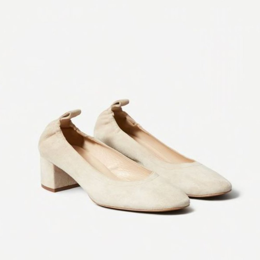 Everlane Day Heel in Natural Suede